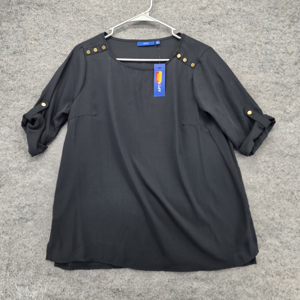 APT 9 Shirt Womens Small Short Sleeve Black